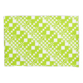 チェック済み、チェック – ライムグリーンとホワイト 枕カバー (正面左)