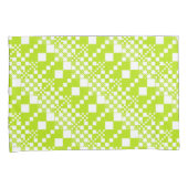 チェック済み、チェック – ライムグリーンとホワイト 枕カバー (正面右)