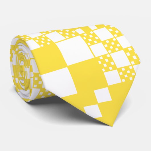チェック済み、レモンイエローとホワイトをチェックイン ネクタイ (ロール)