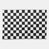 チェック白黒市松模様にパターンのチェック キッチンタオル (横)