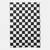 チェック白黒市松模様にパターンのチェック キッチンタオル (縦)