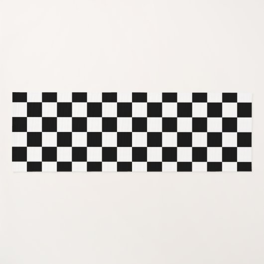 チェック白黒市松模様にパターンのチェック ヨガマット (正面(横))