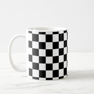 チェック白黒市松模様にパターンチェッカー コーヒーマグカップ