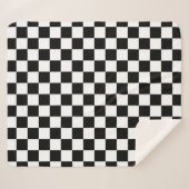 チェック白黒市松模様にパターンチェッカー シェルパブランケット (正面(横))