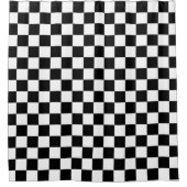 チェック白黒市松模様にパターンチェッカー シャワーカーテン (正面)