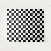 チェック白黒市松模様にパターンチェッカー タペストリー (正面(横))