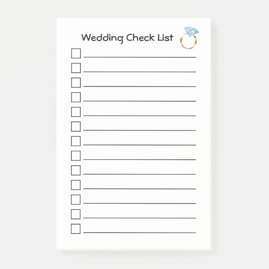 チェック結婚リストのダイヤモンドリングや輪 ポストイット (正面)