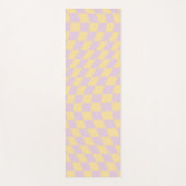 チェック薄紫黄色チェッカーボ市松模様にードパターン ヨガマット (正面)