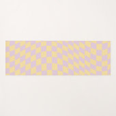 チェック薄紫黄色チェッカーボ市松模様にードパターン ヨガマット (正面(横))