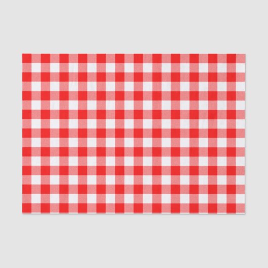 チェック赤と白プレイドティッシュペーパー 薄葉紙 (正面)