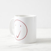 チェック顔 – ティック、トランザクション/赤。 コーヒーマグカップ (正面左)