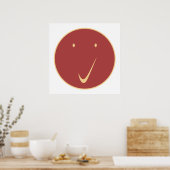 チェック顔 – ティック、Cr/赤。 ポスター (キッチン)