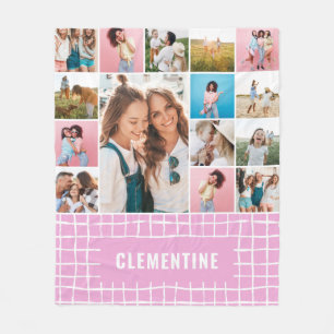 チェック16フォトピモダンッミニマルクシンプルのエレガント フリースブランケット