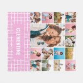 チェック16フォトピモダンッミニマルクシンプルのエレガント フリースブランケット (正面(横))