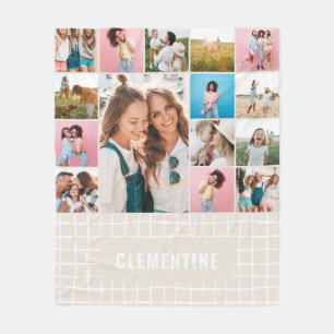 チェック16写真モダン自然シンプル フリースブランケット