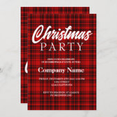 チェック プライド 赤 黒 白 クリスマス パーティー 招待状 (正面/裏面)