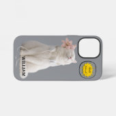 チェック MEO 白猫ヘッドフォン付き - 名入れ iPhoneケース (裏面横)