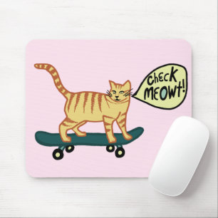 チェックMEOWTスケートボードタブビーキャットピンク マウスパッド