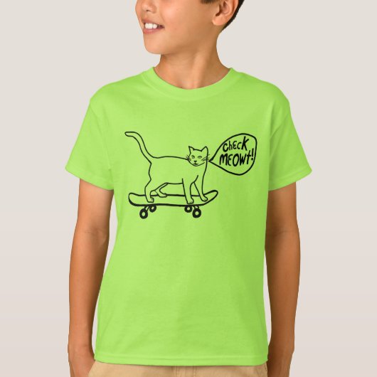 チェックMeowt Punnyスケートボード猫Tシャツ Tシャツ (正面)