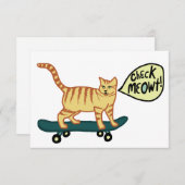 チェックMeowt Punny Skateboarding Tabby Catカード (正面/裏面)
