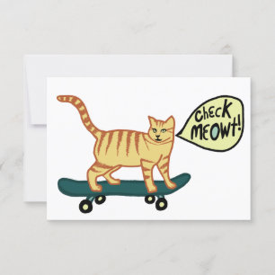 チェックMeowt Punny Skateboarding Tabby Catカード