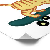 チェックMeowt Punny Skateboarding Tabby Cat ポスター (角)