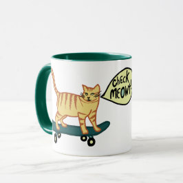 チェックMeowt Punny Skateboarding Tabby Cat マグカップ