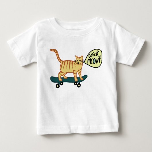 チェックMeowt Punny Skateboarding Tabby Cat Tシャツ (正面)