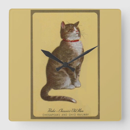 チェッシーのお爺さんの猫、ピーク スクエア壁時計 (正面)