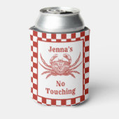 チェッパーソナライズされたカーボード付きウッドカットカニ 缶クーラー (缶裏面)
