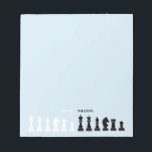 チェッパーソナライズされたスピースブルー ノートパッド<br><div class="desc">チェックラシックス愛好家のための黒と白のチェスのメモ帳，幾何学的なパターンでチェスの姿をフィーチャー。チェスモダン駒デザイン</div>