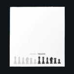 チェッパーソナライズされたスピース白黒 ノートパッド<br><div class="desc">チェックラシックス愛好家のための黒と白のチェスのメモ帳，幾何学的なパターンでチェスの姿をフィーチャー。チェスモダン駒デザイン</div>