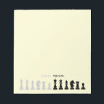 チェッパーソナライズされたスピース黄色 ノートパッド<br><div class="desc">チェックラシックス愛好家のための黒と白のチェスのメモ帳，幾何学的なパターンでチェスの姿をフィーチャー。チェスモダン駒デザイン</div>