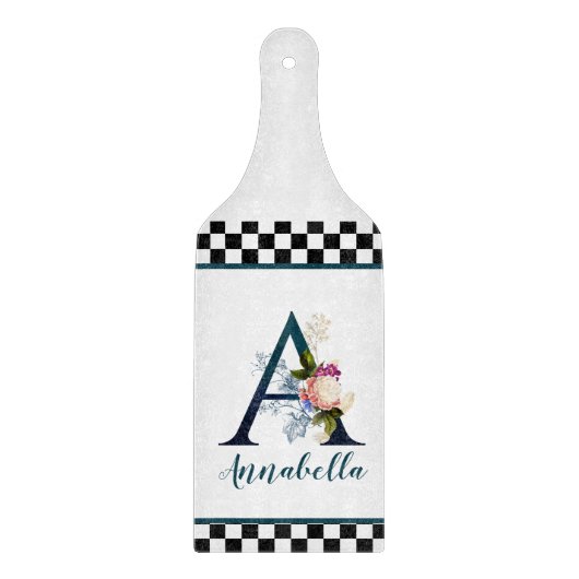 チェッファンシーカーボードフローラモノグラム文字A カッティングボード (正面)