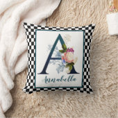 チェッファンシーカーボードフローラモノグラム文字A クッション (ブランケット)