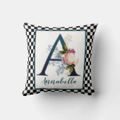 チェッファンシーカーボードフローラモノグラム文字A クッション (裏面)