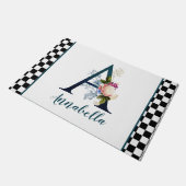 チェッファンシーカーボードフローラモノグラム文字A ドアマット (アングル)