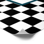 チェッファンシーカーボードフローラモノグラム文字A ポスター (角)