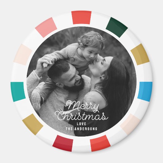 チェッモダンカーカラフルボード写真ホリデー マグネット (正面)