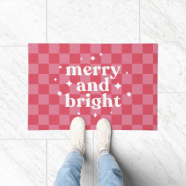 チェッモダンカーメリーボードと明るいクリスマス ドアマット