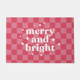 チェッモダンカーメリーボードと明るいクリスマス ドアマット