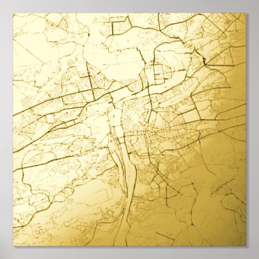 チェッモダンクエレガント共和国プラハのギフトマップ 箔ポスター (正面)