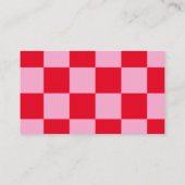 チェッモダンク市松模様にボード追加ロゴ付きピンク赤 名刺 (裏面)
