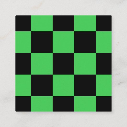チェッモダンク市松模様にボード追加ロゴ黒緑 スクエア名刺 (裏面)