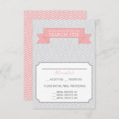 チェッモダンボ結婚ンの返信カードピンク 出欠カード (正面/裏面)