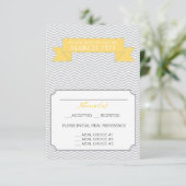 チェッモダンボ結婚ンの返信カード黄色 出欠カード (スタンド正面)