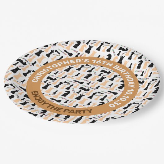 チェッ前向きスメンと言葉のパタカラフルーン ペーパープレート (アングル)