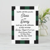 チェッ市松模様にカーボード結婚チェック 招待状 (スタンド正面)