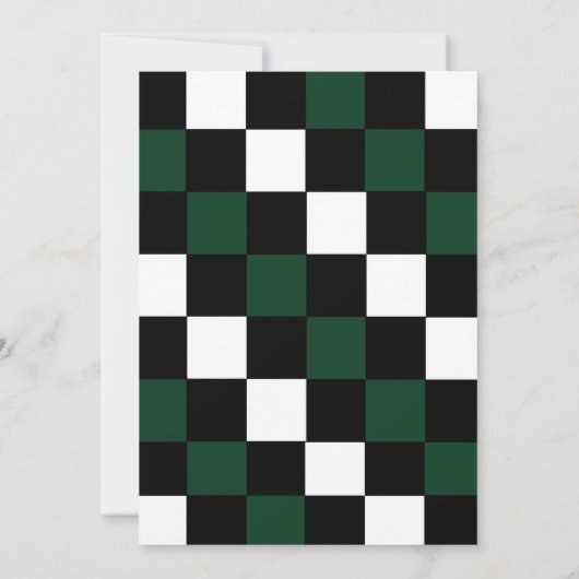 チェッ市松模様にカーボード結婚チェック 招待状 (裏面)