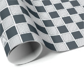 チェッ市松模様にカーボードNavy Blue白黒 ラッピングペーパー (ロールコーナー)